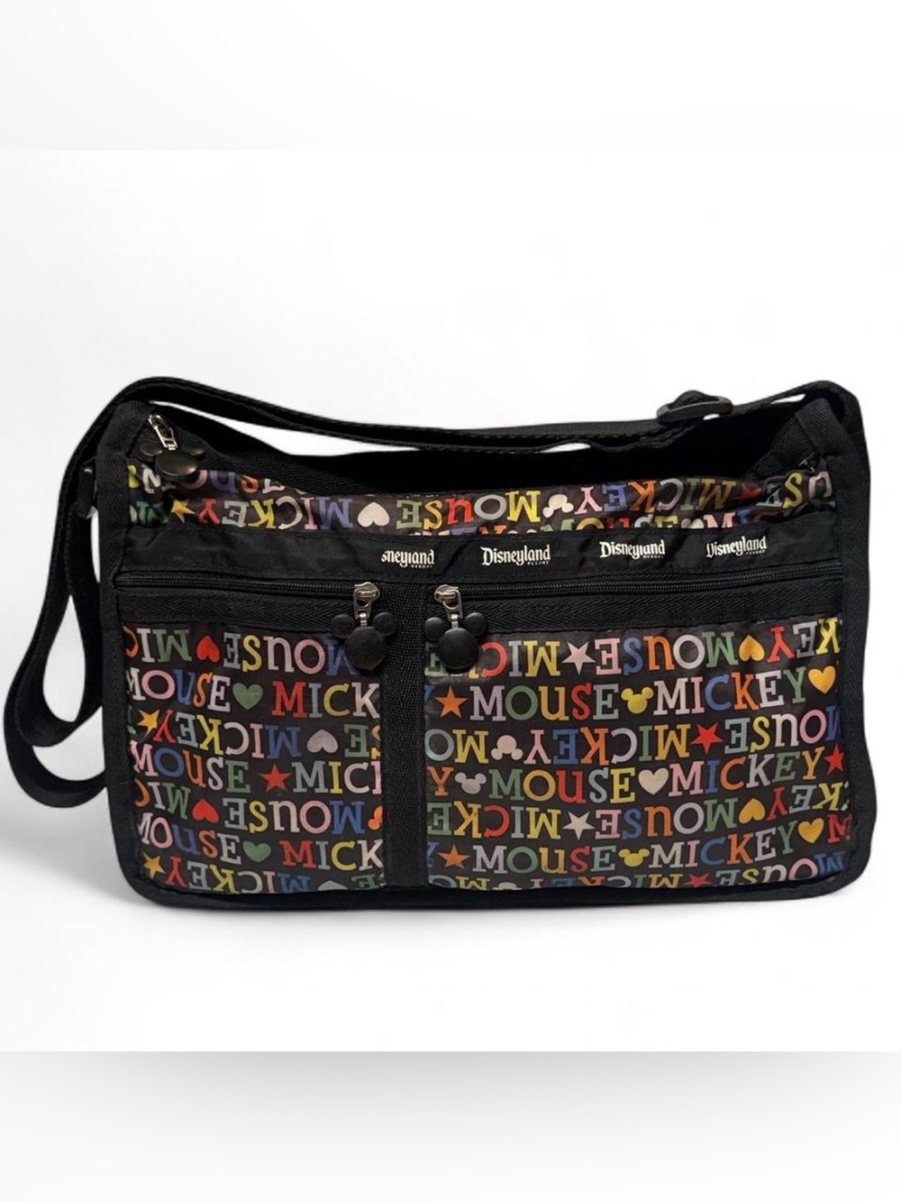 Disney Black Crossbody Bag with Multicolor Mickey Lettering
